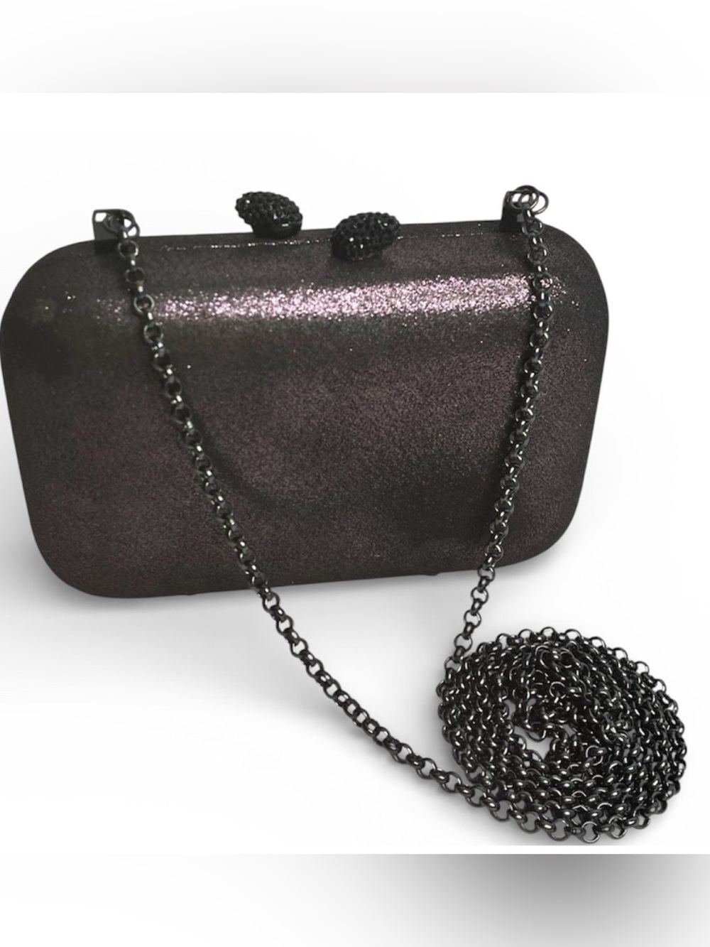 RARE Kotur purple metallic clutch hand bag with chain strap